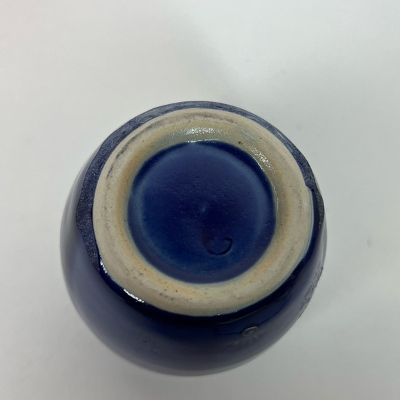 Handmade Cobalt Blue Ceramic pottery cup with small  Healing Hand stamp Signed - Picture 13 of 13
